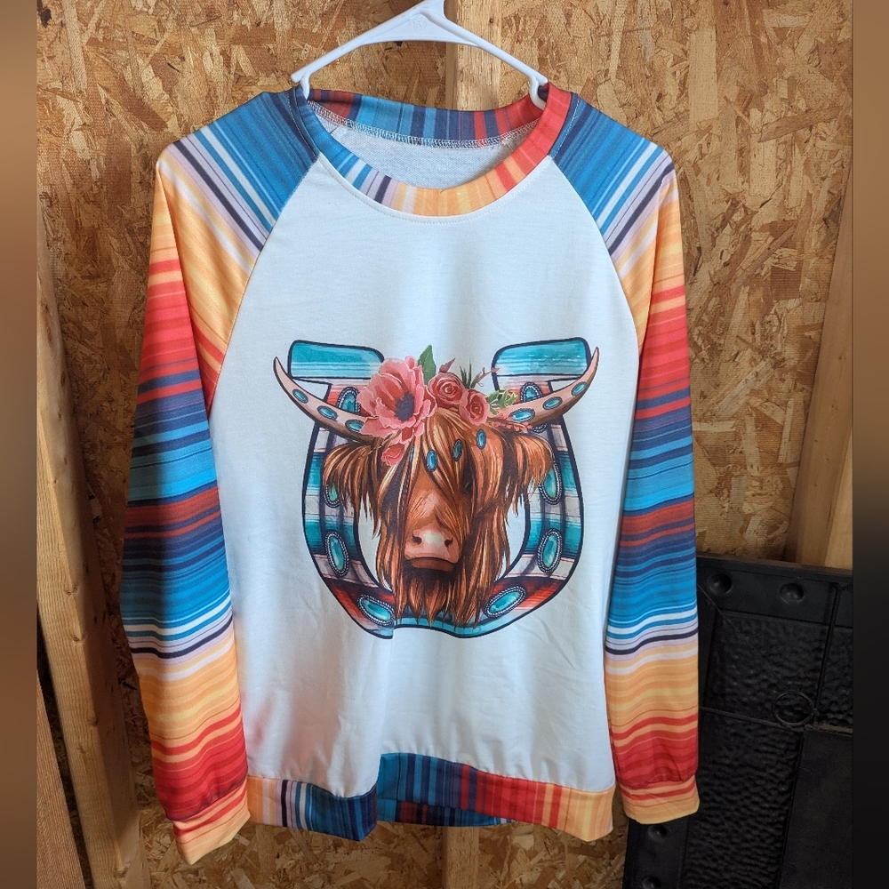 Crew Neck, Highland Cow Long Sleeve